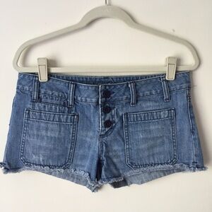 Button Front Denim Shorts
